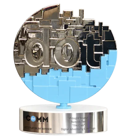 2025 dotCOMM Award trophy for Barbers Den
